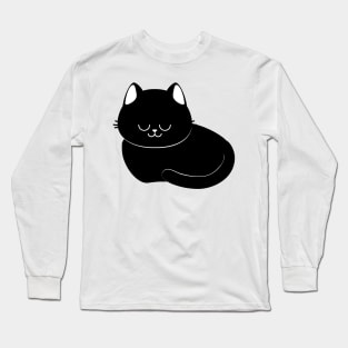 Sleepy black cat Long Sleeve T-Shirt